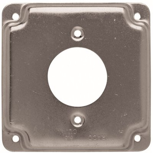 RACO 4 in. W Steel Metallic 1-Gang Exposed Work Square Cover for 1.62 in. dia. 20A Round Receptacle, 1-Pack