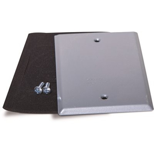 BELL N3R Blank Aluminum Gray 1-Gang Weatherproof Wall Outlet Cover Plate for Outdoor Electrical Box