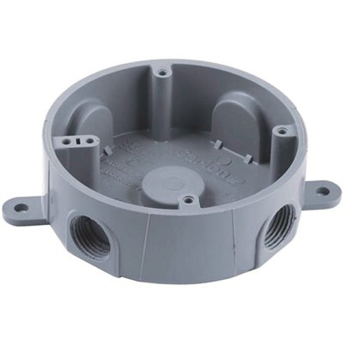 Carlon 4 in. Round Gray Weatherproof T-Box