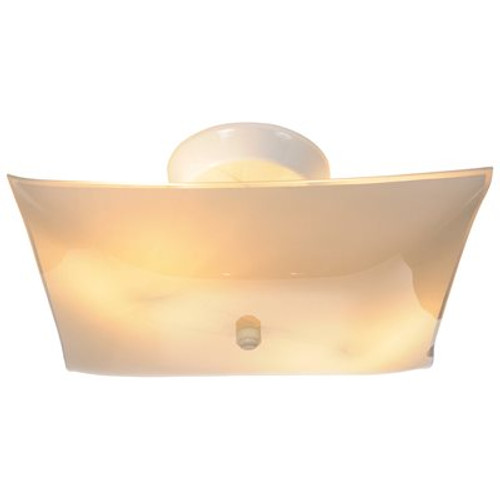 Royal Cove 12 in. Square Glass Ceiling in Fixture in White Uses Two 60-Watt Medium Base Lamps