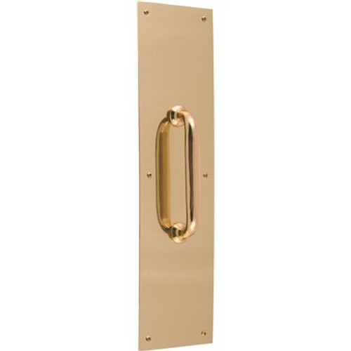Don-Jo DOOR PLATE PULL POLISHED BRASS, 16 IN. X 4 IN.