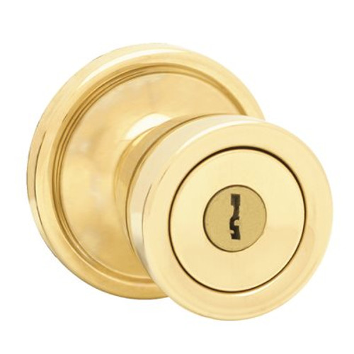 Kwikset Abbey Vestibule Keyed Door Knob Lock in Polished Brass