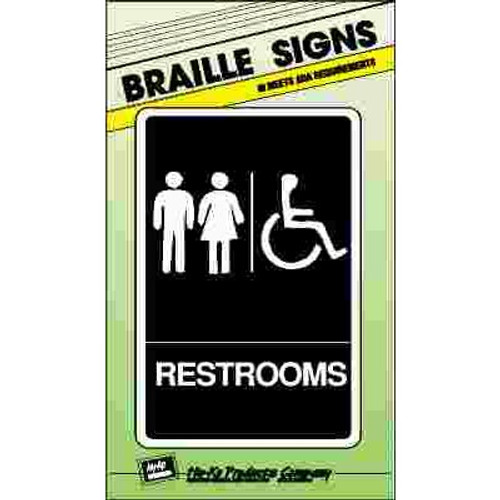 HY-KO 6 in. x 9 in. Plastic Braille Restrooms/Wheelchair Sign