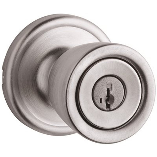 Kwikset Abbey Satin Chrome Vestibule Entry Door Knob Featuring SmartKey Security