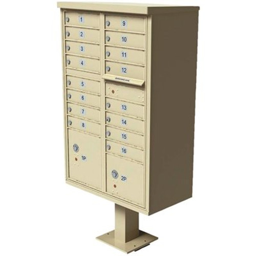 Florence Vital 1570 Series 16 Mailboxes, 1 Outgoing Mail Compartment, 2 Parcel Lockers Pedestal Mount Cluster Box Unit