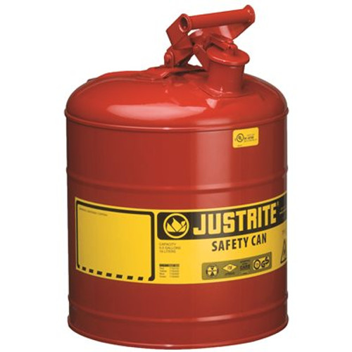 Justrite Mfg TYPE 1 RED STEEL SAFETY CAN FOR FLAMMABLES 5 GALLON