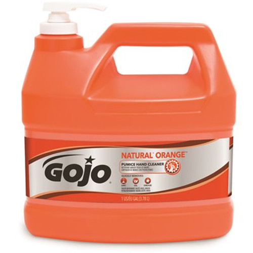 GoJo NATURAL ORANGE Pumice Hand Cleaner, 1 Gallon Quick Acting Lotion Hand Cleaner with Pumice Pump Bottle (Pack of 4)