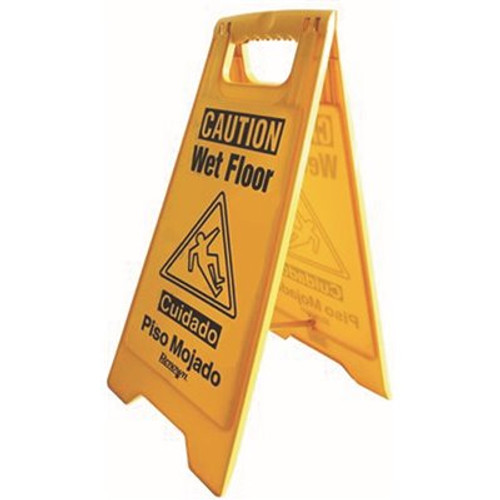 Renown 25 in. English and Spanish Caution Wet Floor Sign in Yellow