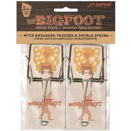 JT Eaton Little Bigfoot Mouse Size Snap Traps with Expanded Trigger (2-Pack)