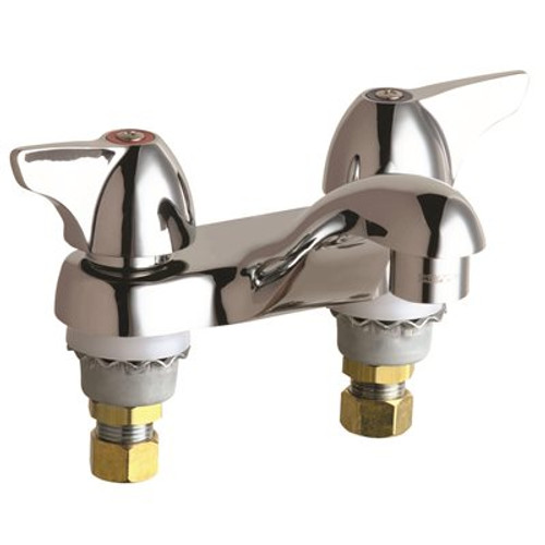 4 in. Centerset 2-Handle Low Arc Bathroom Faucet in Chrome with 4 in. Center to Center Integral Cast Brass Spout