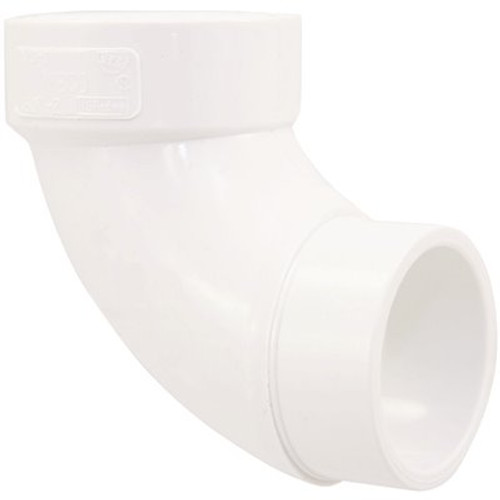 NIBCO 3 in. PVC DWV 90-Degree Spigot x Hub Street Elbow NIBCO 3 in. PVC DWV 90-Degree Spigot x Hub Street Elbow