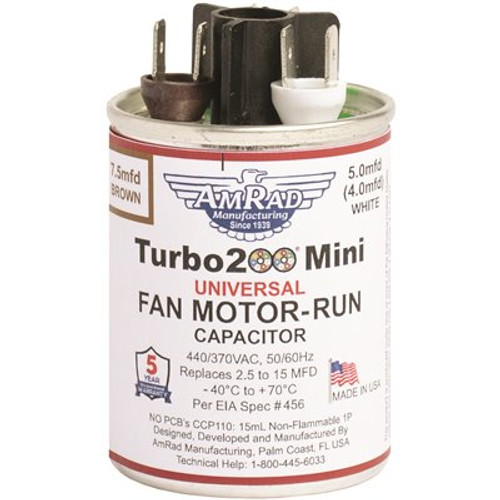Turbo 200 Mini Capacitor, 2.5-12.5 MFD, 370/440 VAC