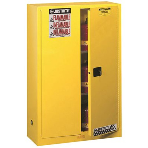 JUSTRITE SAFETY STORAGE CABINET, 45 GALLON, 65 IN. X 43 IN. X 18 IN., SELF-CLOSE