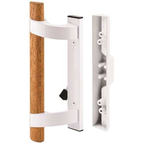 Anvil Mark Patio door Mortise Style handle, Black Diecast with wood handle.