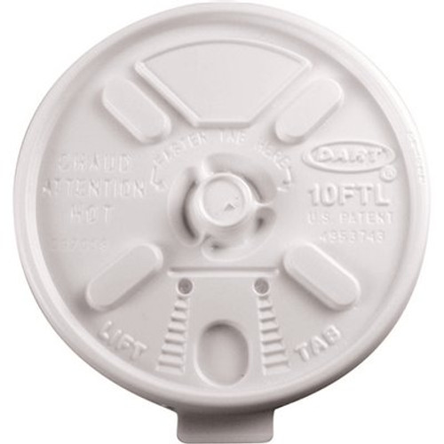 DART Plastic lift n' lock 10 oz. White Lids for Cups (1,000-Per Case)