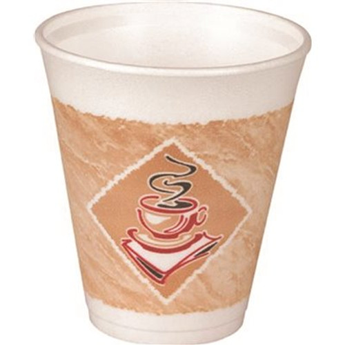 Dart Container Brown and Green 8 oz. Thermo-Glaze Cafe G Styrofoam Coffee Cups (1,000-Per Case)