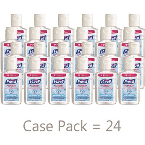 PURELL 2 fl oz. Travel Size Flip-Cap Bottle Advanced Hand Sanitizer Refreshing Gel, Clean Scent (24-Pack per Case)