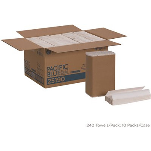 Pacific Blue Basic C-Fold White Recycled Paper Towels (240-Towels Per Pack, 10-Packs Per Case)