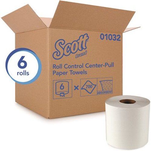 Scott White Full-Sized Perforated Center Pull Paper Towels (01032) Fast-Drying Pockets (6-Rolls/Case, 4,200-Sheets)
