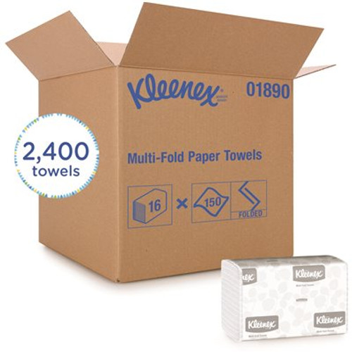 Kleenex multi-fold Paper Towels White (16-Packs/Case, 150 Tri-Fold Paper Towels/Pack, 2,400 Towels/Case)