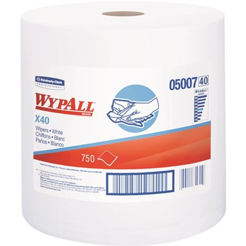 WYPALL L40 White Disposable Cleaning and Drying Towels of Limited Use (1 Jumbo Roll/Case, 750 Sheets per Roll)