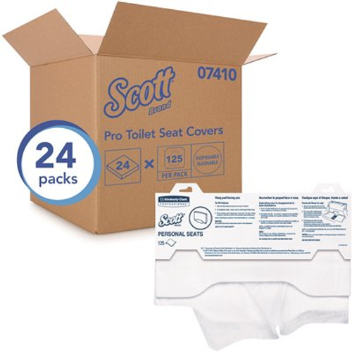 Scott White Disposable Toilet Seat Covers (125-Covers/Pack, 24-Pack/Case)