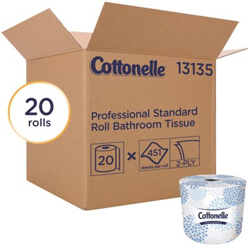 Cottonelle 2-Ply White Bulk Toilet Paper Standard Toilet Paper Rolls (20-Rolls/Case, 451-Sheets/Roll)