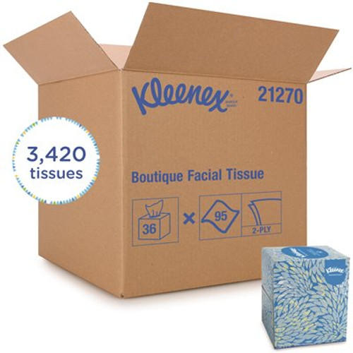 Kleenex Facial Tissue Cube Upright Face Tissue Box (36 Boxes/Case, 95 Tissues/Box, 3,420 Tissues/Case)