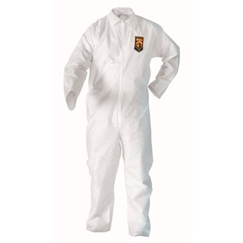 KleenGuard A20 Breathable Particle Protection Coveralls (49003), REFLEX Design, Zip Front, White, Large, 24 / Case