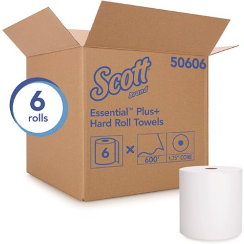 Kleenex Essential 3,600 ft. Plus Hard Roll Paper Towels with Premium Absorbency Pockets in White (6-Rolls/Case)
