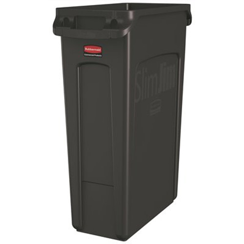 Rubbermaid Commercial Products Slim Jim 23 Gal. Black Rectangular Vented Trash Can