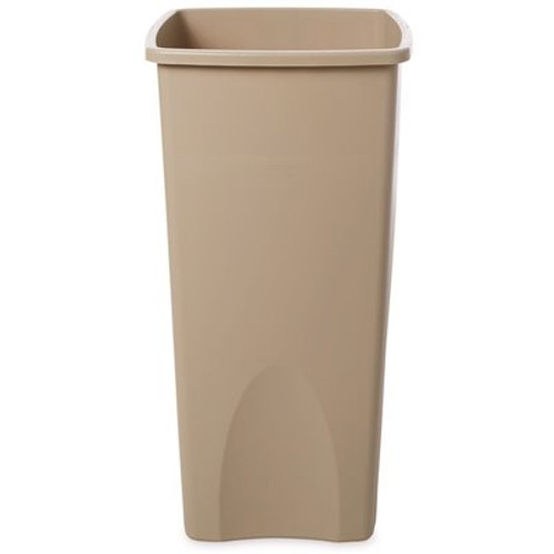 Rubbermaid Commercial Products Untouchable 23 Gal. Beige Square Trash Can