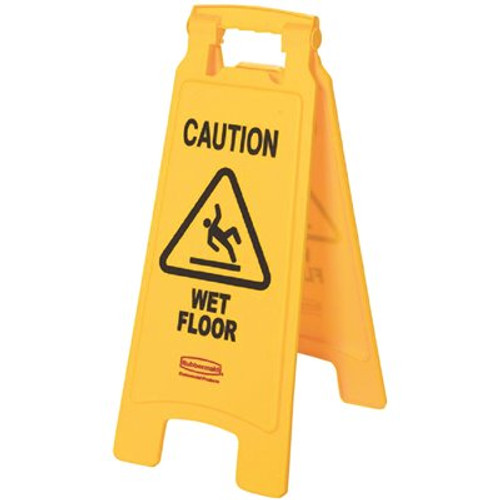 Rubbermaid Commercial Products 25 in. x 11 in. Plastic 2-Sided Caution Wet Floor Sign