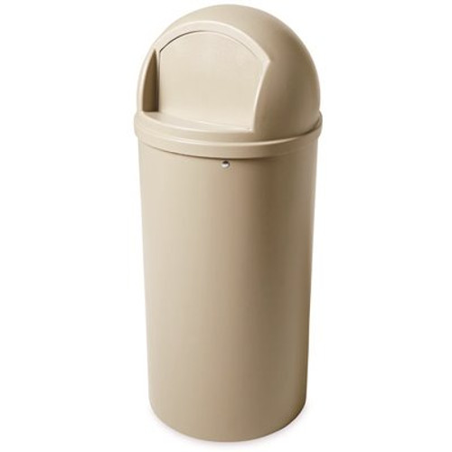 Rubbermaid Commercial Products Marshal 25 Gal. Beige Classic Round Top Trash Can