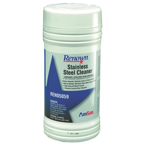 Renown Renown Pre-Moistened Stainless Steel Cleaning Wipes (6 per case with 45 sheet per Roll)