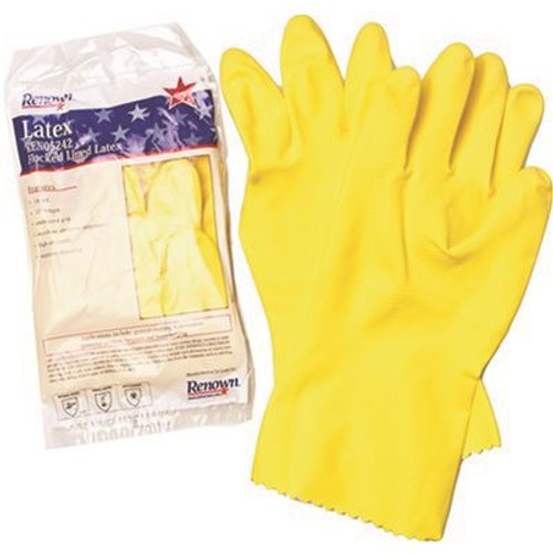 Renown Flock-Lined 18 mil Extra-Large Yellow Latex Gloves (12-Pair per Package 12-Package per Case)