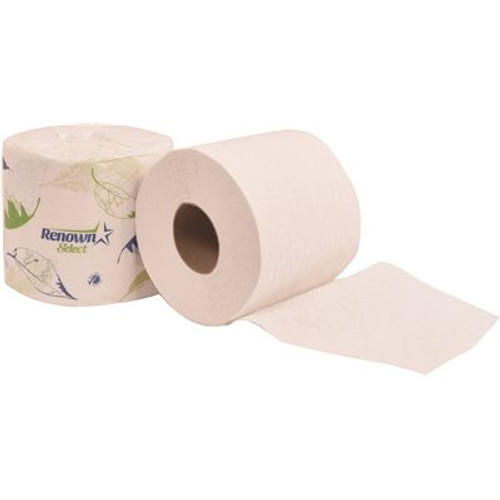 Renown Single Roll Advanced 2-Ply 4 in. x 3.75 in. Toilet Paper (500 Sheets per Roll 80 Rolls per Case)