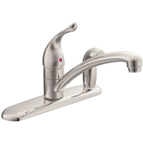 MOEN Chateau Single-Handle Standard Kitchen Faucet with Side Sprayer on Deck in Chrome