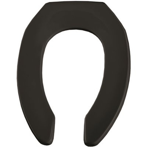 BEMIS Never Loosens Elongated Open Front Commercial Plastic Toilet Seat in Black