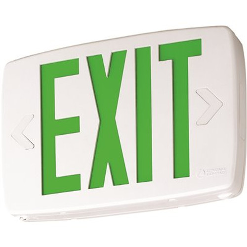 Lithonia Lighting Contractor Select LQM Series 120/277-Volt Integrated LED White and Green Exit Sign