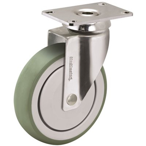 MEDCASTER ANTIMICROBIAL SWIVEL CASTER WITH 240-POUND CAPACITY AND TOP PLATE FITTING, 6 IN., STAINLESS STEEL