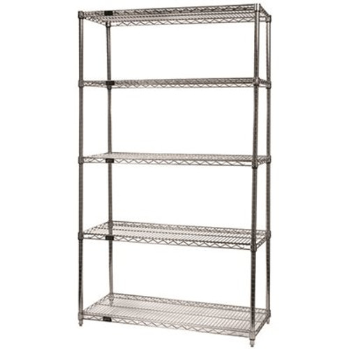 QUANTUM STORAGE SYSTEMS 12 in. x 36 in. x 74 in. Chrome Finish Heavy-Duty Storage 4-Tier Wire Shelving