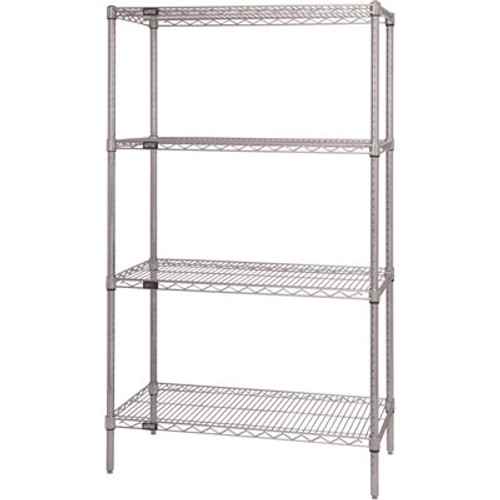 QUANTUM STORAGE SYSTEMS 12 in. x 60 in. x 74 in. Chrome Heavy-Duty Storage 4-Tier Wire Shelving