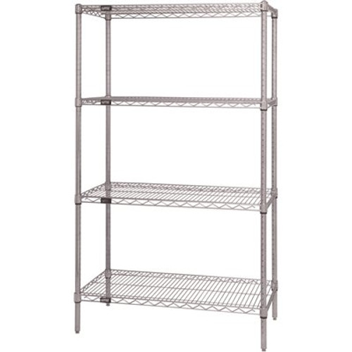 QUANTUM STORAGE SYSTEMS 18 in. x 48 in. x 74 in. Chrome Heavy-Duty Storage 4-Tier Wire Shelving