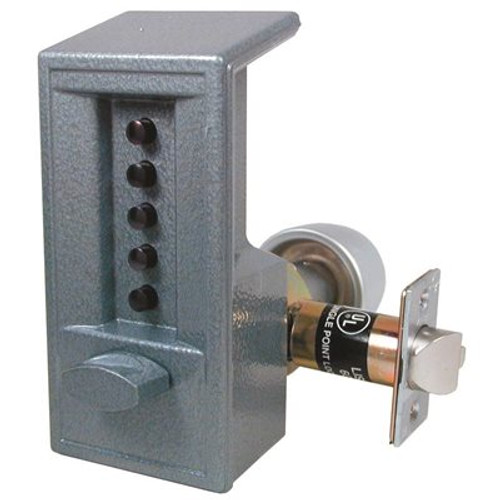 KABA ILCO SIMPLEX 6200 PUSHBUTTON ENTRY CYLINDRICAL LOCK, 2 3/4 BACKSET, GRAY POWER PAINT, INSIDE TRIM PLATED SATIN CHROME