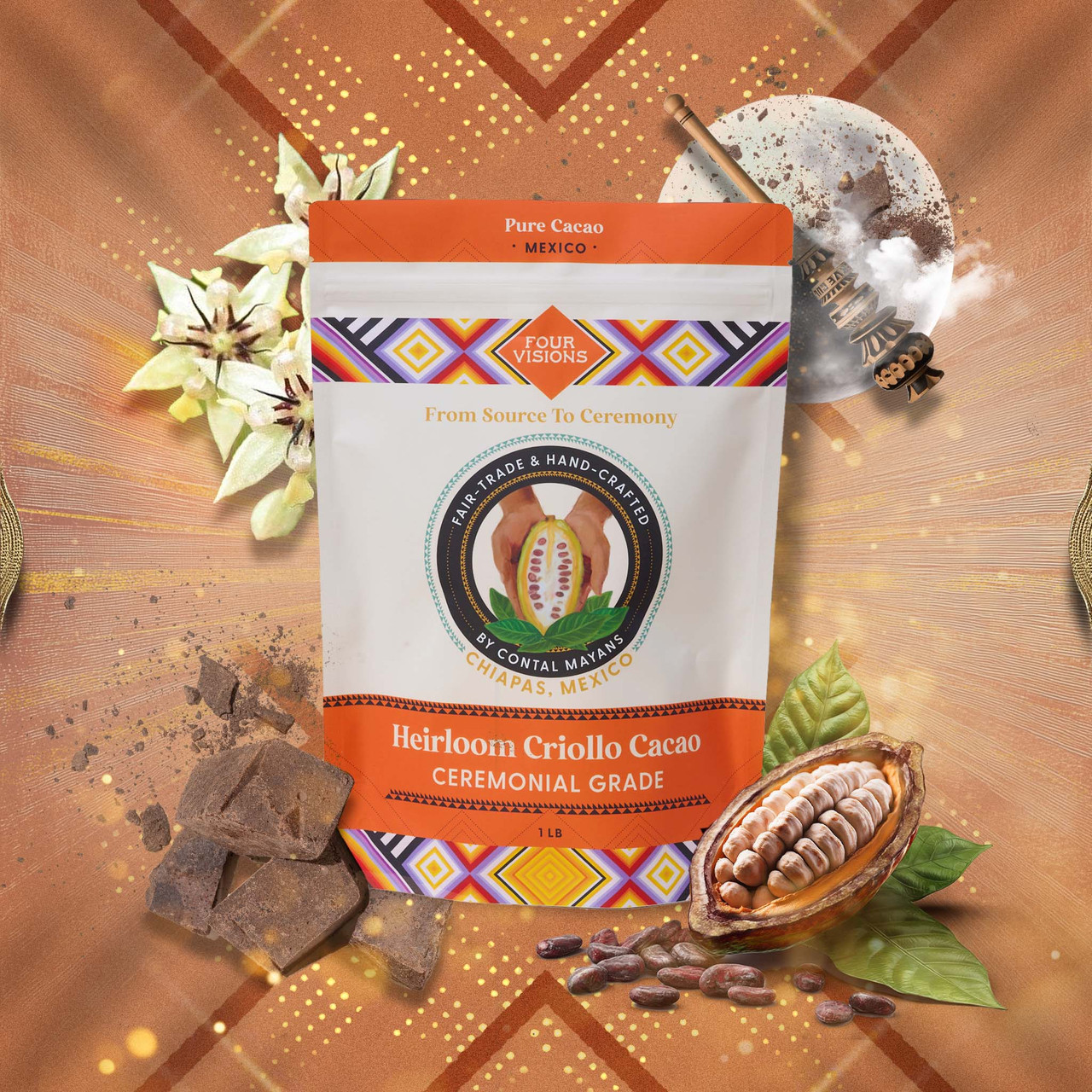 cacao様 Ceremonial Cacao Chiapas Criollo: Rare Prayer Blend | Four Visions
