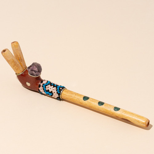 Dual nostril Palo Santo tepi applicator for ceremonial hapé use