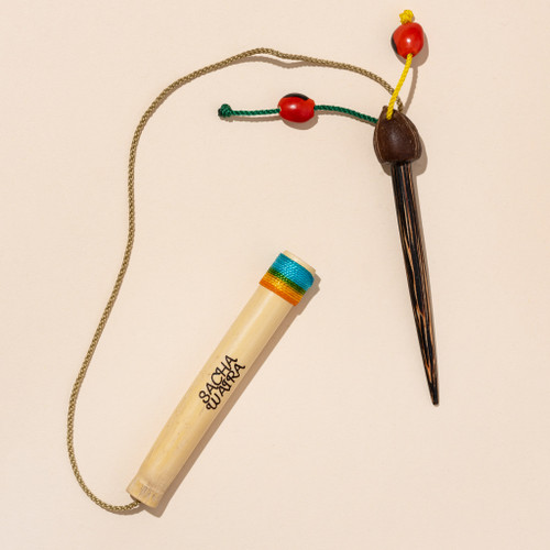 Ambil stick with cover made of chontaduro wood with palm seed top