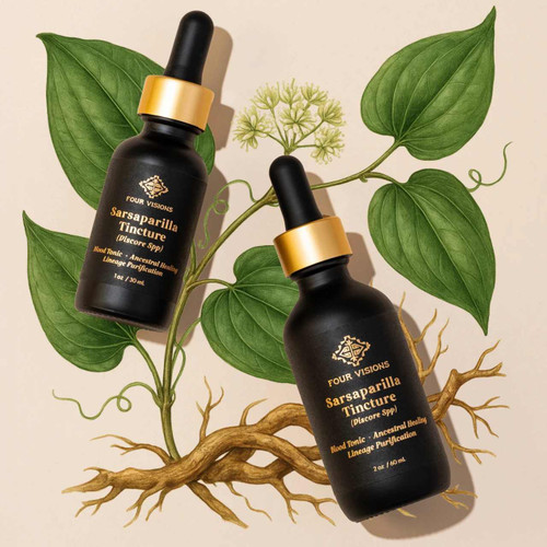 Sarsaparilla root illustration wild-harvested Amazon blood tonic skin healing ancestral purification Four Visions tincture