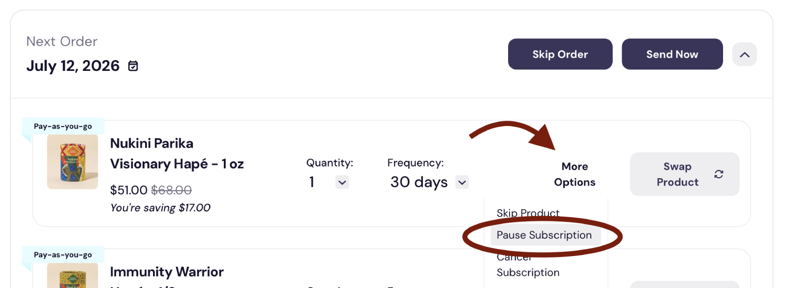 Reschedule your upcoming order